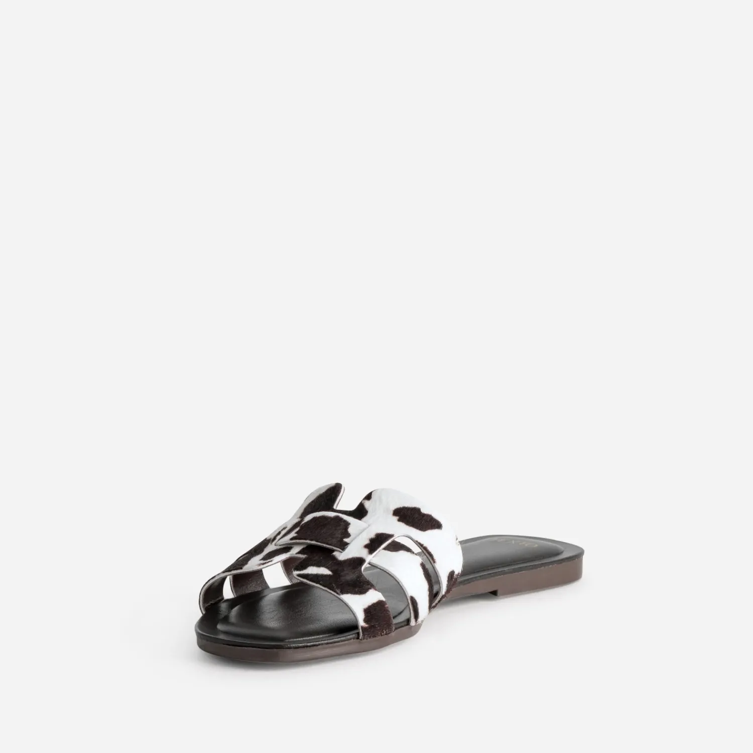 Texto Mules/Tongs|Sandales^Mule cuir motif vache MARRON
