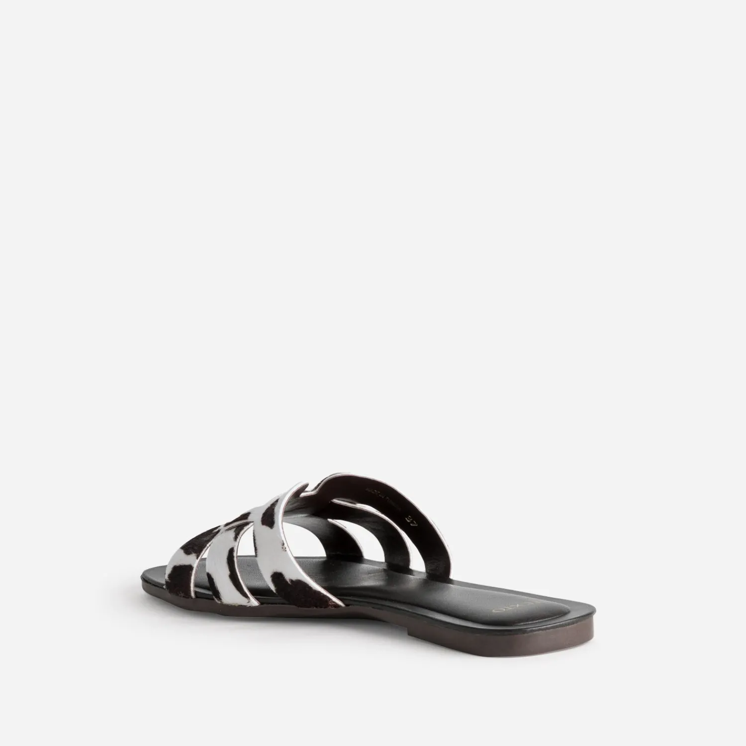 Texto Mules/Tongs|Sandales^Mule cuir motif vache MARRON