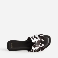 Texto Mules/Tongs|Sandales^Mule cuir motif vache MARRON