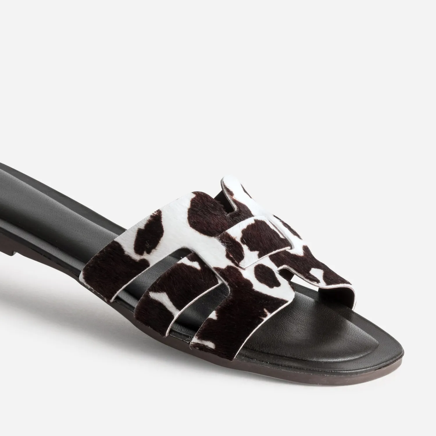 Texto Mules/Tongs|Sandales^Mule cuir motif vache MARRON
