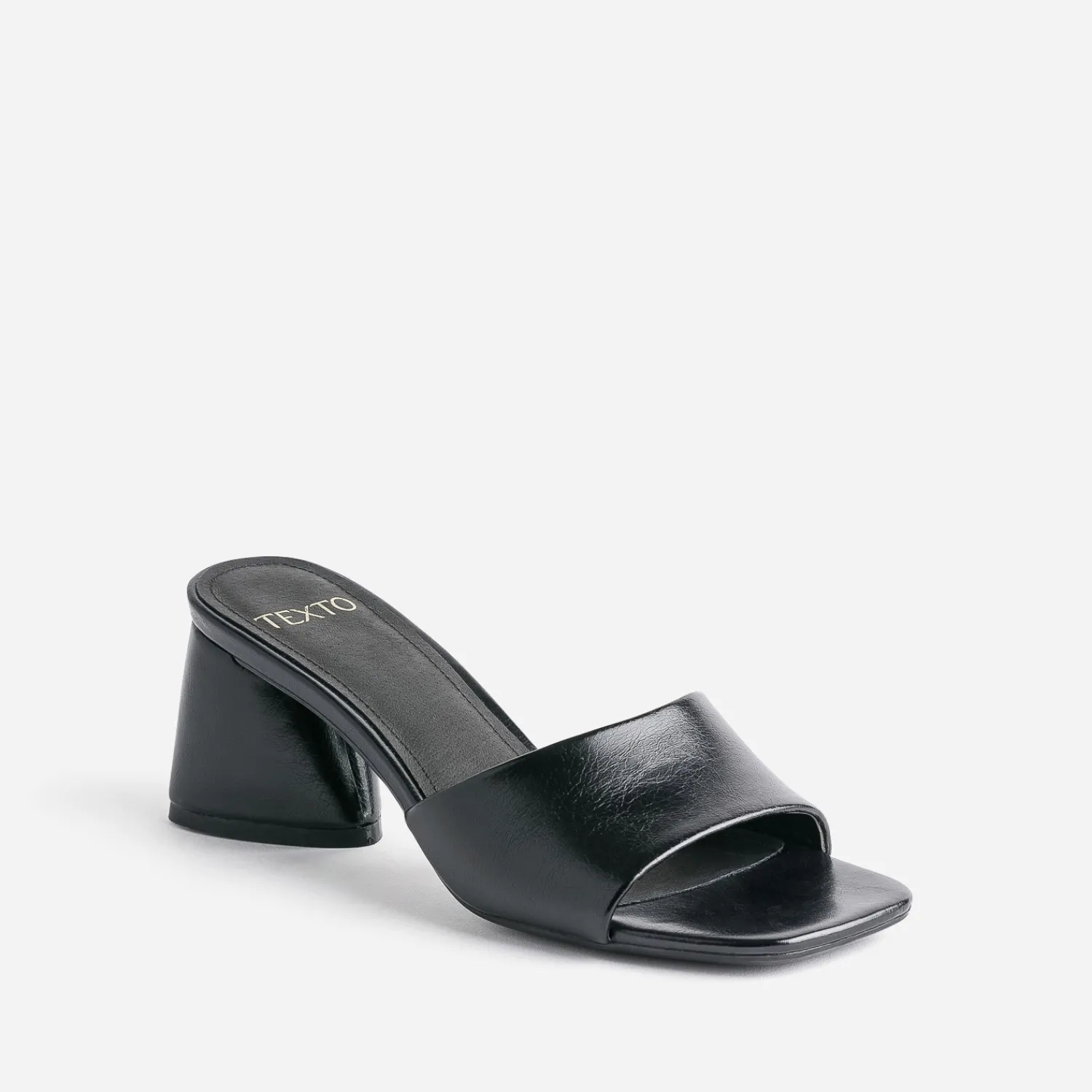Texto Mules/Tongs|Sandales^Mule e à talon triangle NOIR
