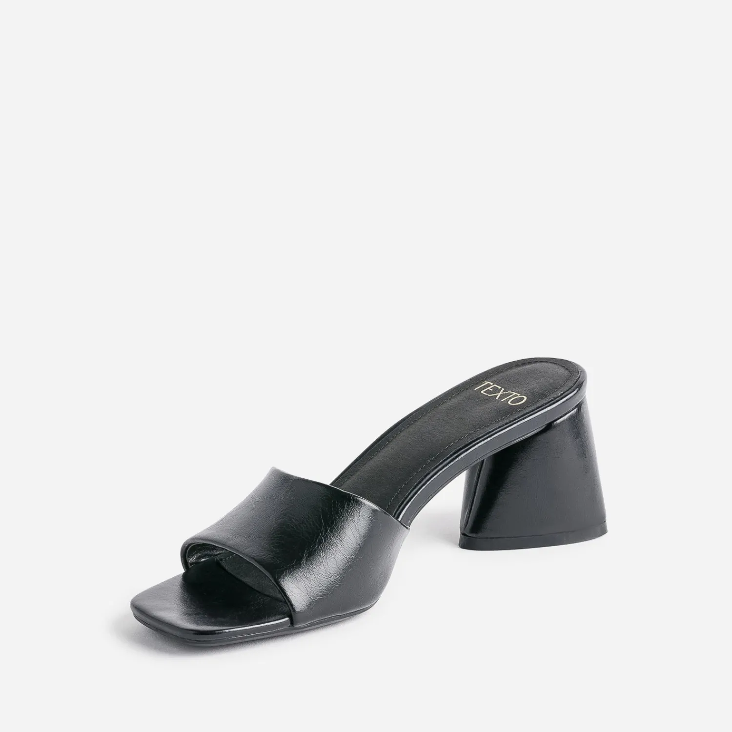 Texto Mules/Tongs|Sandales^Mule e à talon triangle NOIR