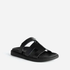 Texto Mules/Tongs|Sandales^Mule e cuir NOIR