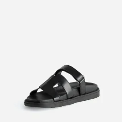 Texto Mules/Tongs|Sandales^Mule e cuir NOIR