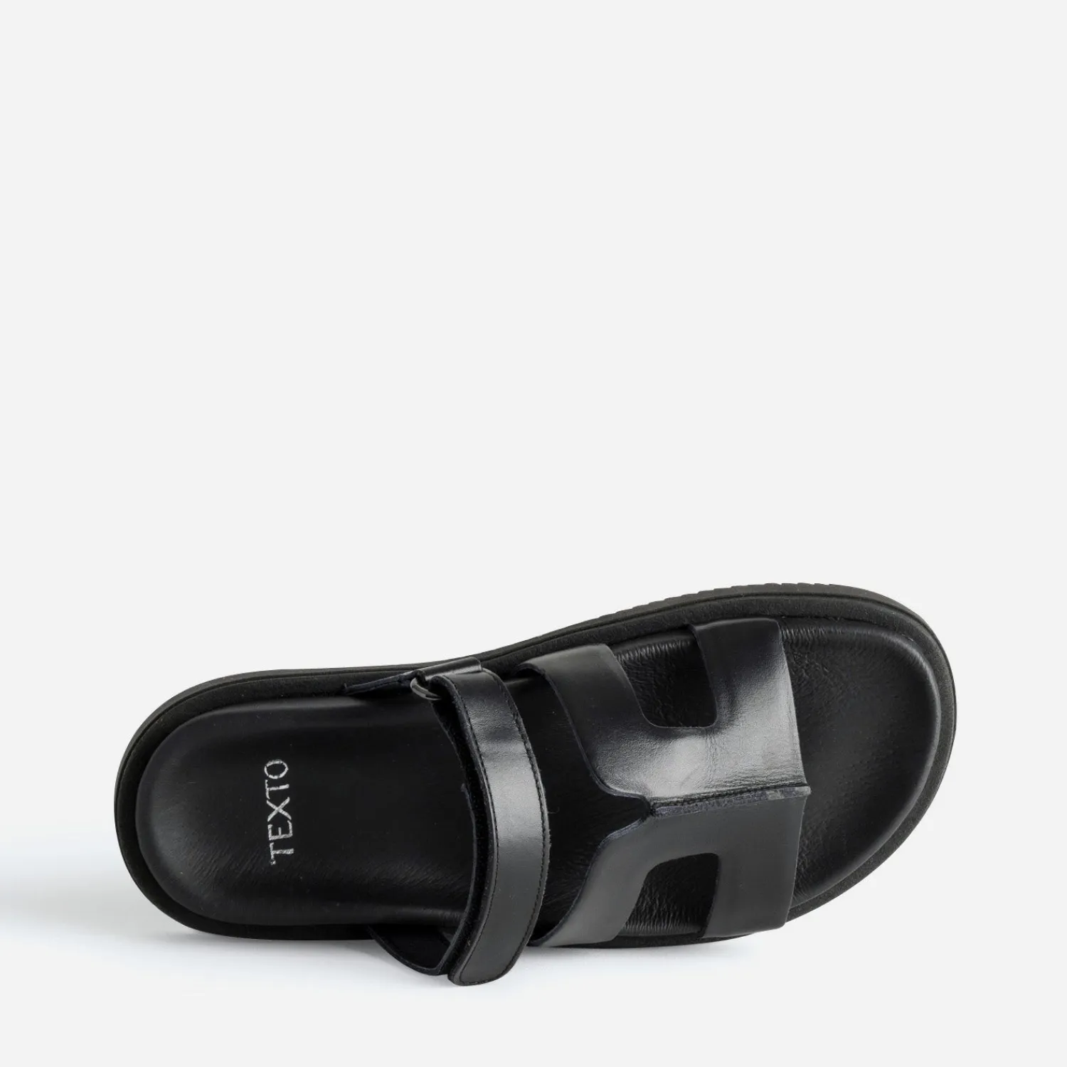 Texto Mules/Tongs|Sandales^Mule e cuir NOIR