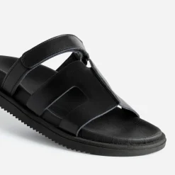 Texto Mules/Tongs|Sandales^Mule e cuir NOIR