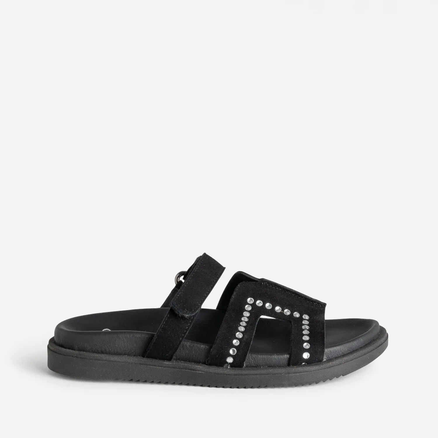 Texto Sandales|Mules/Tongs^Mule e cuir velours décor strass NOIR