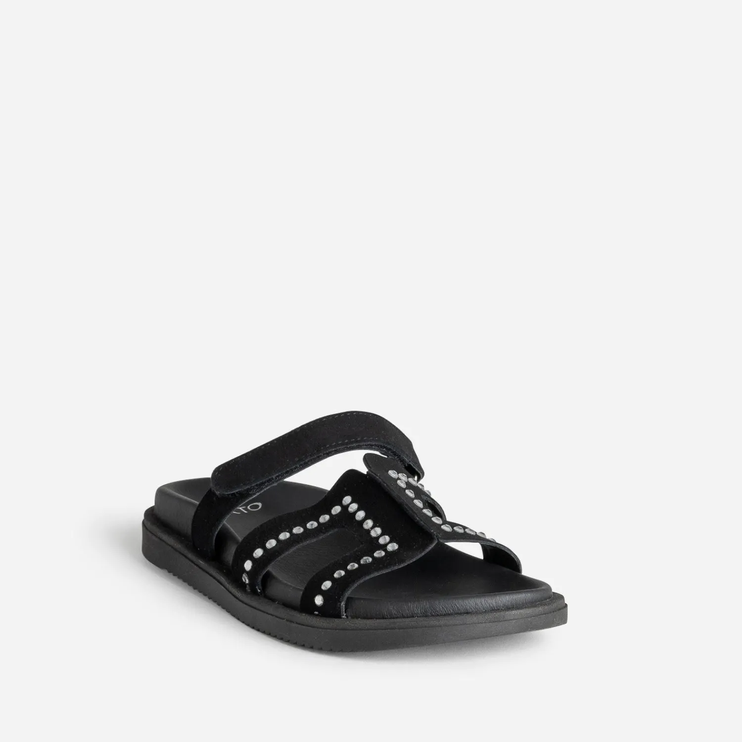 Texto Sandales|Mules/Tongs^Mule e cuir velours décor strass NOIR
