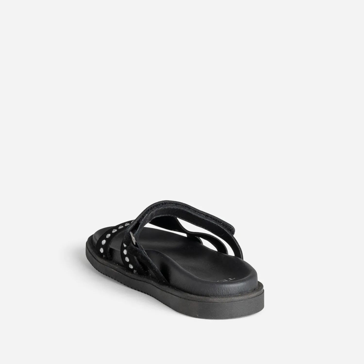 Texto Sandales|Mules/Tongs^Mule e cuir velours décor strass NOIR