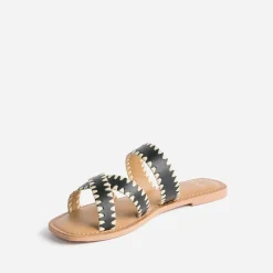 Texto Mules/Tongs^Mule e en cuir NOIR