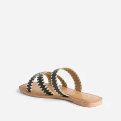 Texto Mules/Tongs^Mule e en cuir NOIR