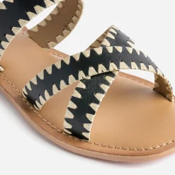 Texto Mules/Tongs^Mule e en cuir NOIR