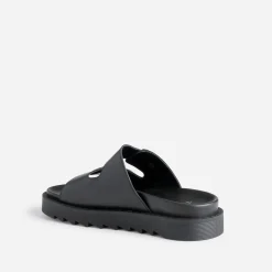Texto Mules/Tongs|Sandales^Mule e en cuir à semelle épaisse NOIR
