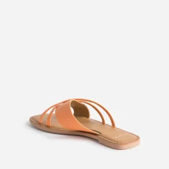 Texto Mules/Tongs|Sandales^Mule en cuir à brides fantaisie ORANGE