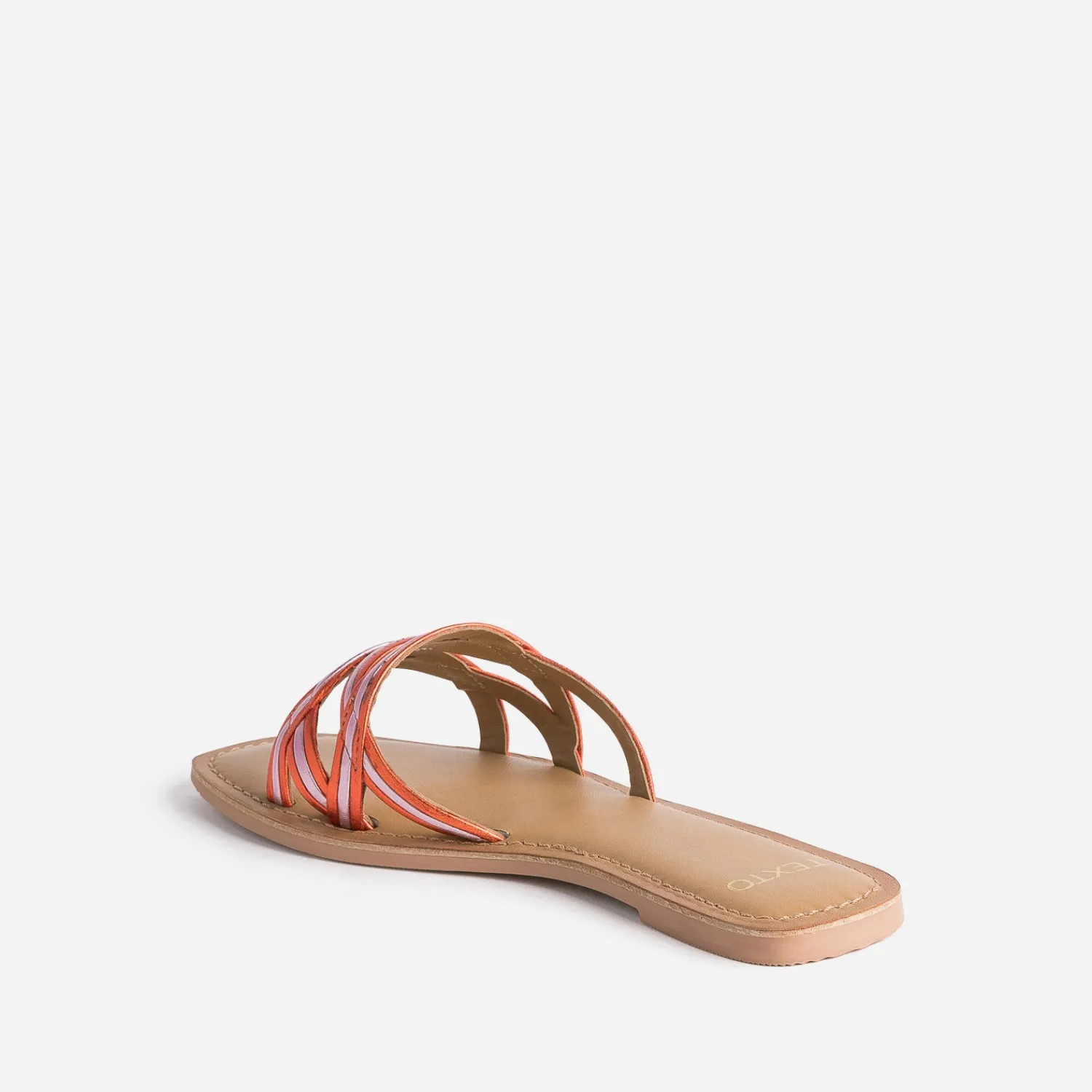 Texto Mules/Tongs|Sandales^Mule orange et parme cuir métallisé METALISE