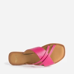 Texto Mules/Tongs^Mule rose en cuir à brides fantaisie FUCHSIA