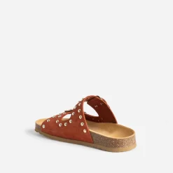 Texto Mules/Tongs^Mule terracotta cuir éco-conçu ROUGE