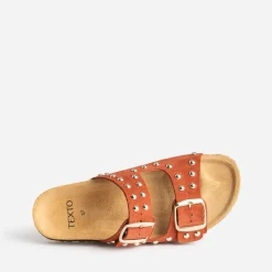 Texto Mules/Tongs^Mule terracotta cuir éco-conçu ROUGE