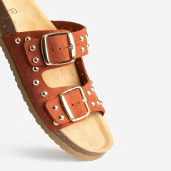 Texto Mules/Tongs^Mule terracotta cuir éco-conçu ROUGE