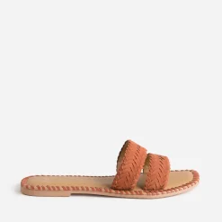 Texto Mules/Tongs|Sandales^Mule terracotta cuir tressé ROUGE