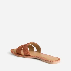 Texto Mules/Tongs|Sandales^Mule terracotta cuir tressé ROUGE