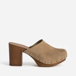 Texto Mules/Tongs|Sandales^Mule-sabot cuir velours BEIGE