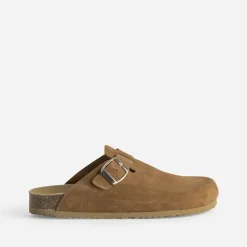 Texto Mules/Tongs|Sandales^Mule-sabot cuir velours COGNAC