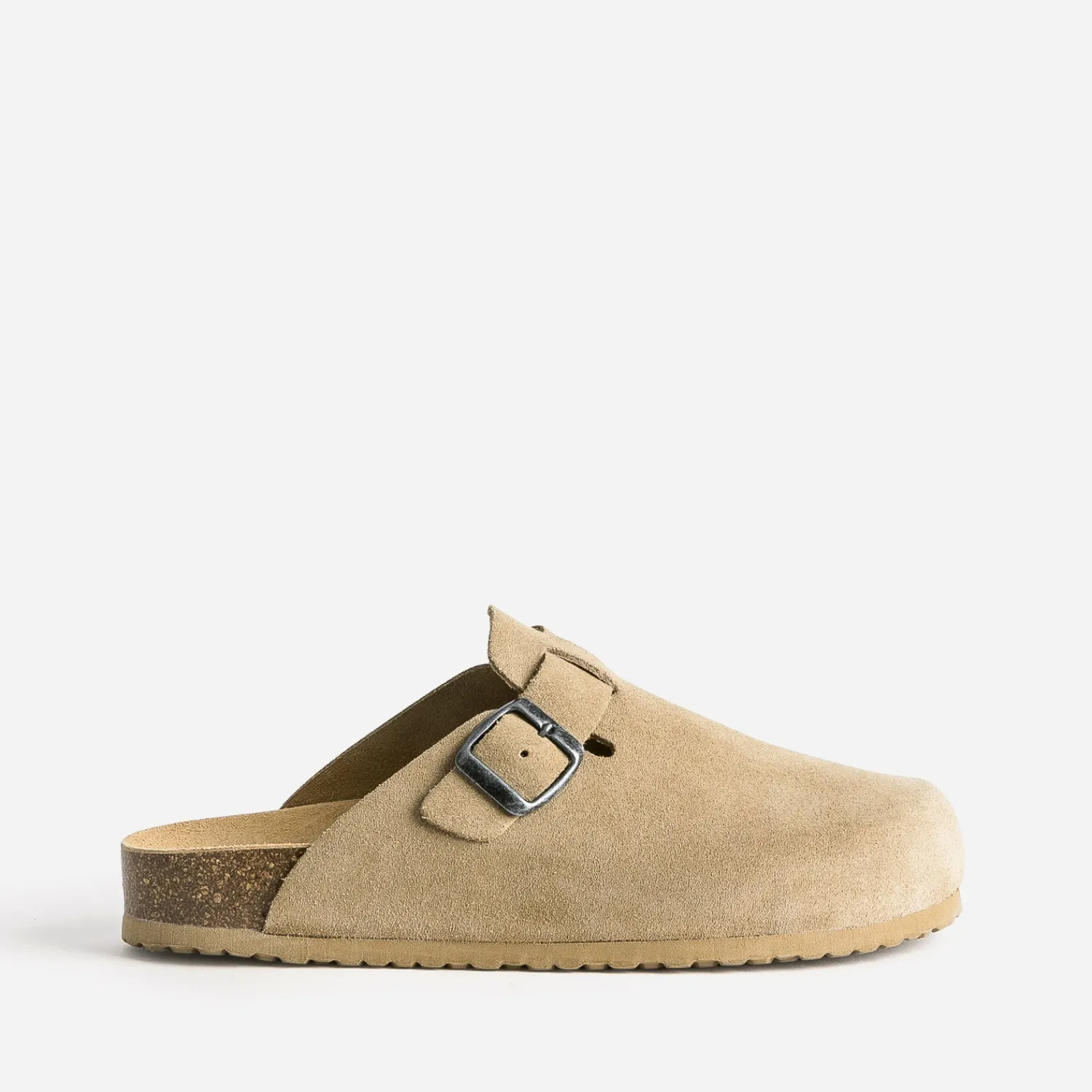 Texto Mules/Tongs|Sandales^Mule-sabot en cuir velours BEIGE