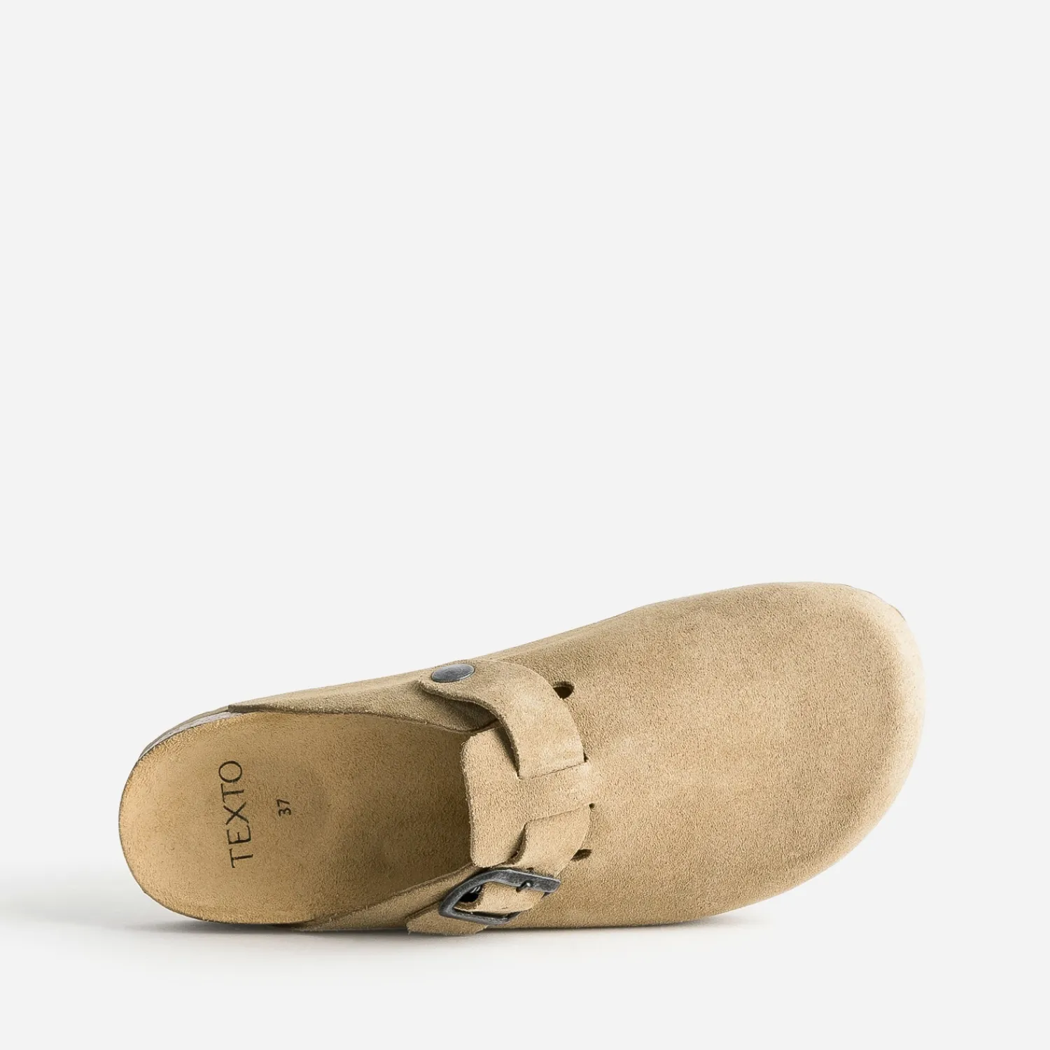 Texto Mules/Tongs|Sandales^Mule-sabot en cuir velours BEIGE