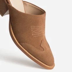 Texto Mules/Tongs|Sandales^Mule-santiag marron cuir velours TAUPE