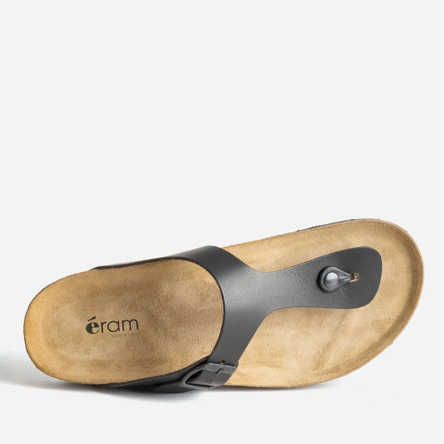 Eram Nu-Pieds/Sandales^Mule-tong anatomique e en cuir NOIR