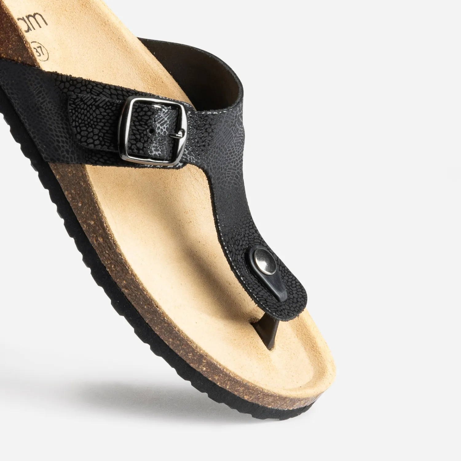 Eram Mules/Tongs^Mule-tong anatomique noire cuir éco-conçu GRIS