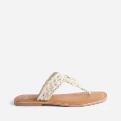 Texto Mules/Tongs^Mule-tong beige en macramé ECRU
