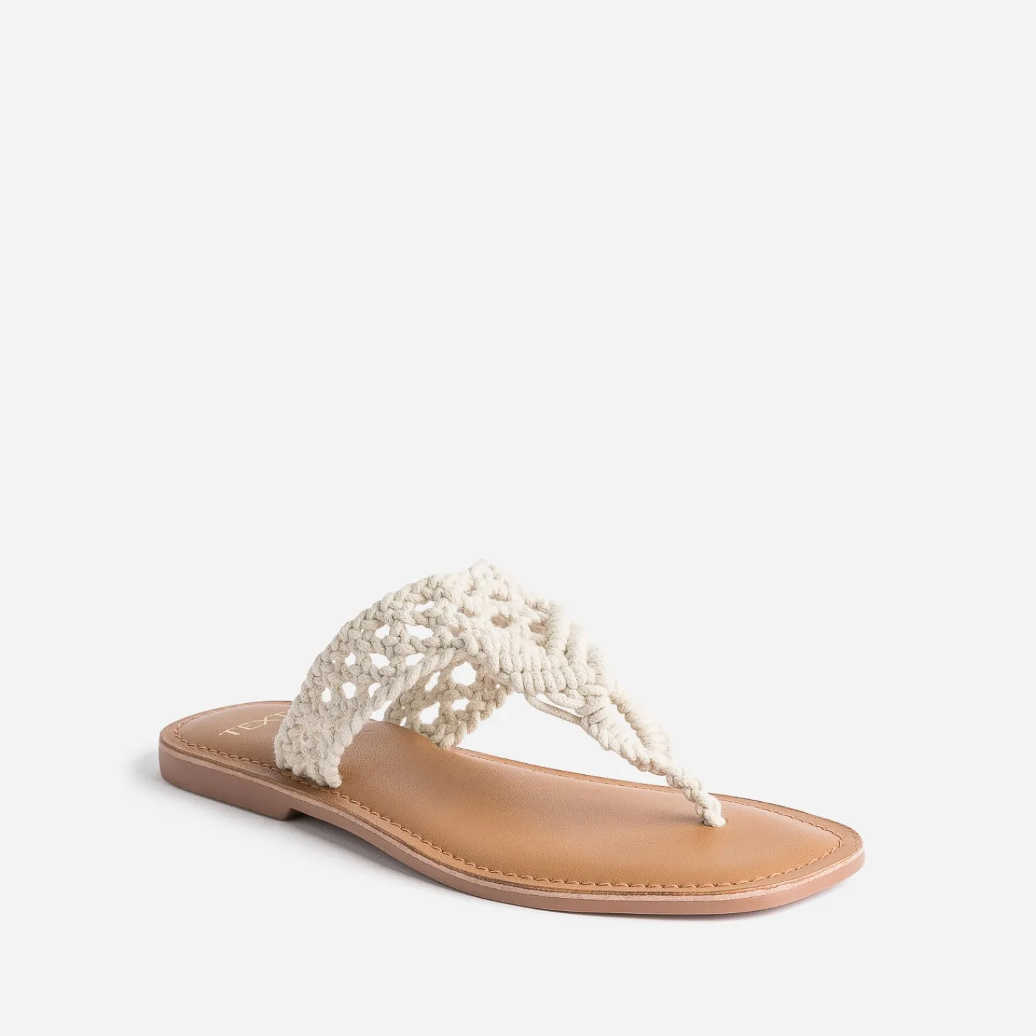 Texto Mules/Tongs^Mule-tong beige en macramé ECRU