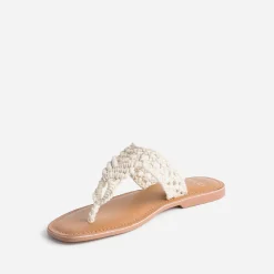 Texto Mules/Tongs^Mule-tong beige en macramé ECRU