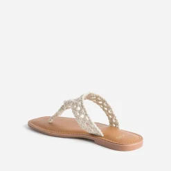 Texto Mules/Tongs^Mule-tong beige en macramé ECRU