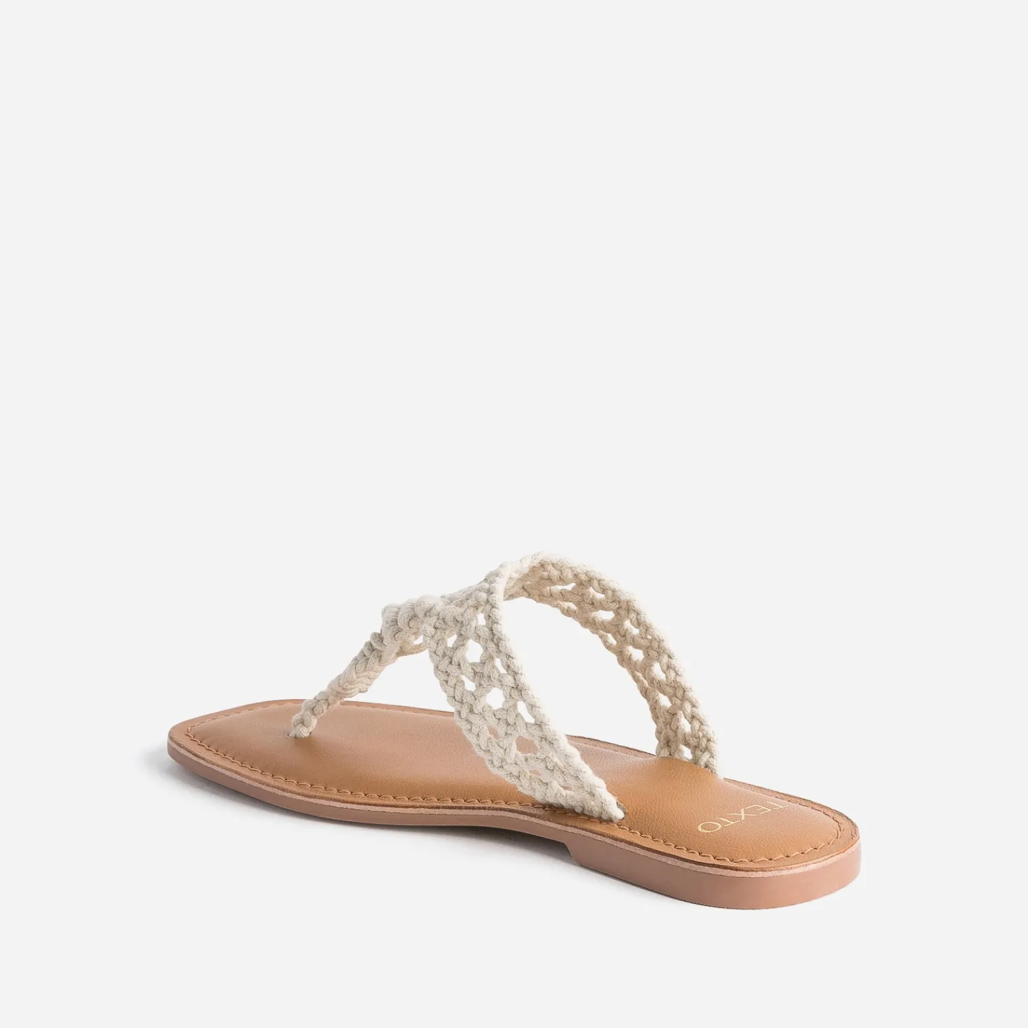 Texto Mules/Tongs^Mule-tong beige en macramé ECRU