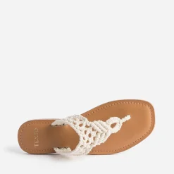 Texto Mules/Tongs^Mule-tong beige en macramé ECRU