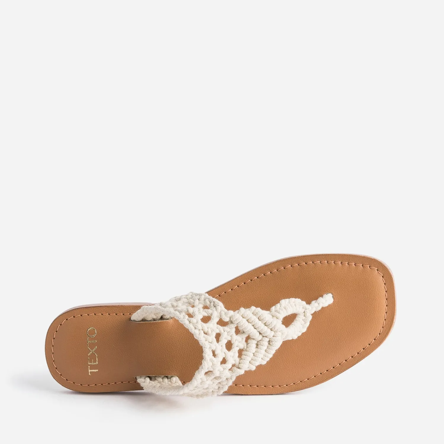 Texto Mules/Tongs^Mule-tong beige en macramé ECRU