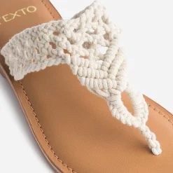 Texto Mules/Tongs^Mule-tong beige en macramé ECRU