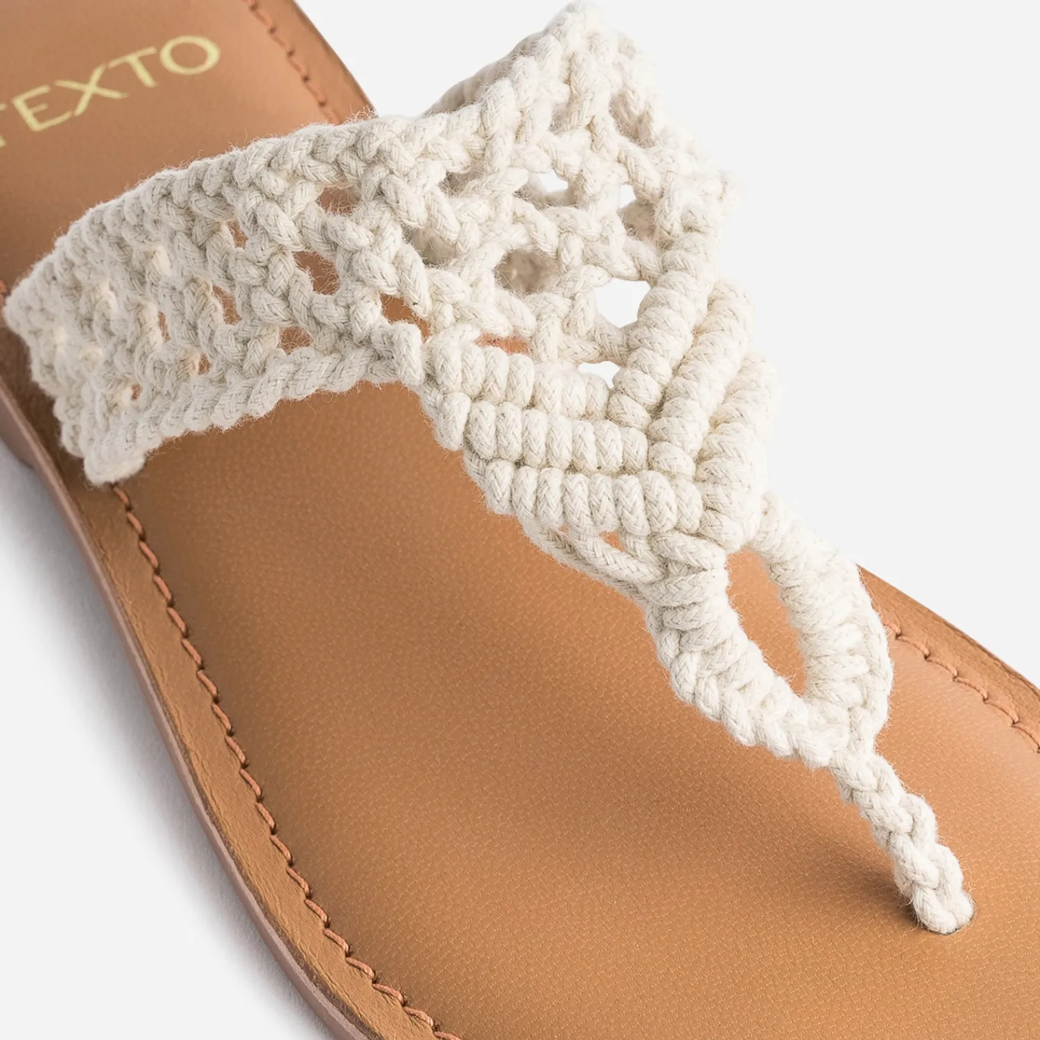 Texto Mules/Tongs^Mule-tong beige en macramé ECRU