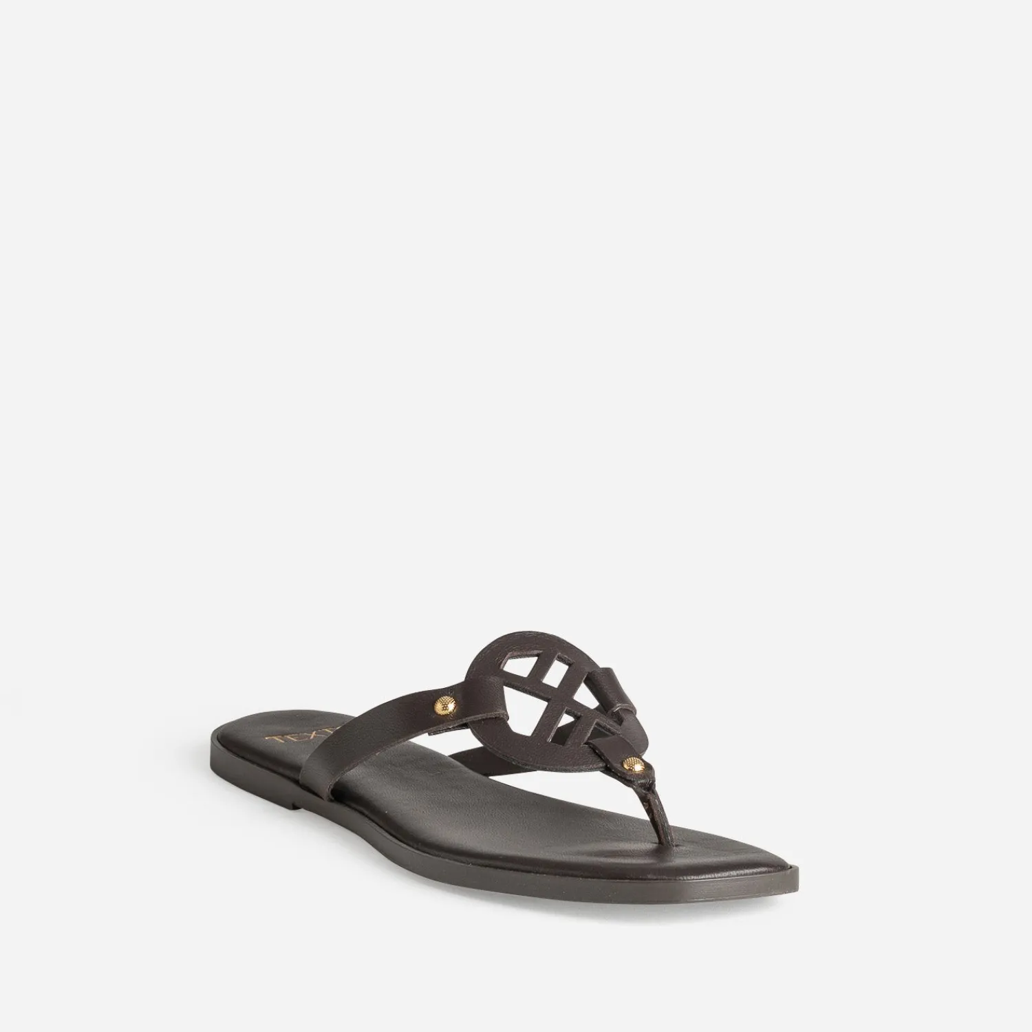 Texto Mules/Tongs^Mule-tong cuir MARRON