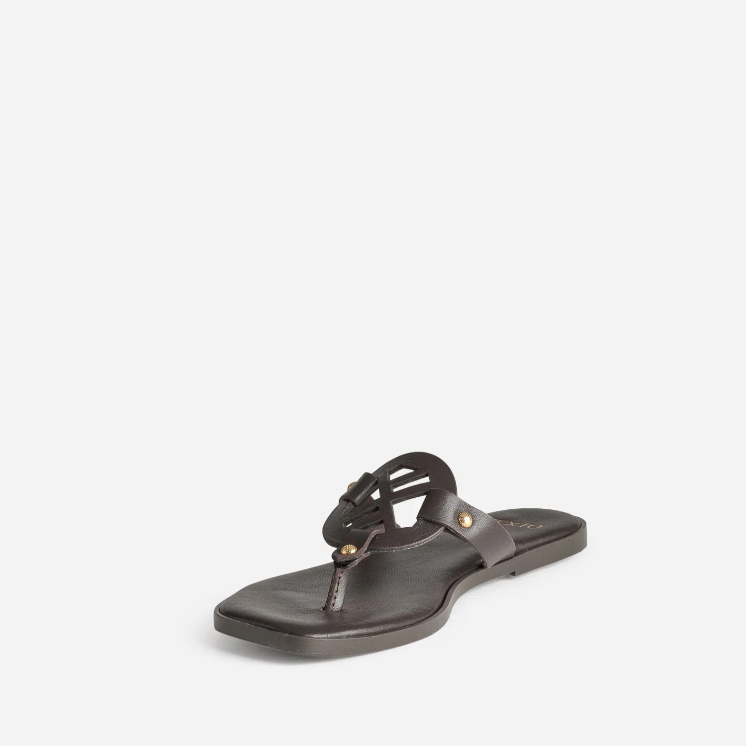 Texto Mules/Tongs^Mule-tong cuir MARRON