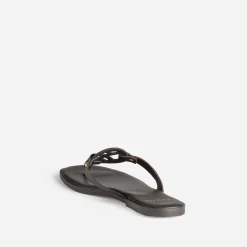 Texto Mules/Tongs^Mule-tong cuir MARRON