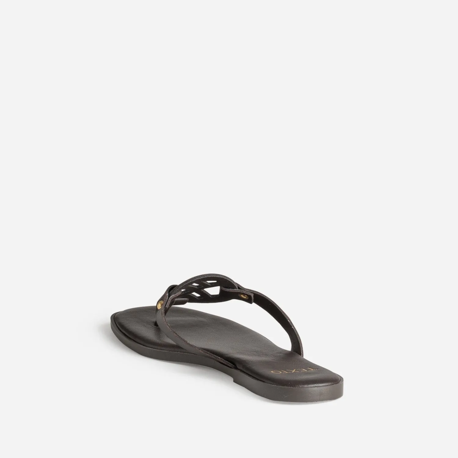 Texto Mules/Tongs^Mule-tong cuir MARRON