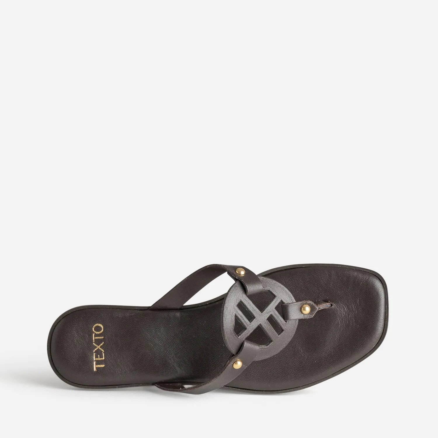 Texto Mules/Tongs^Mule-tong cuir MARRON
