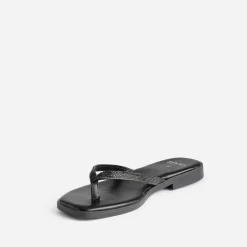 Texto Mules/Tongs^Mule-tong e brides strassées NOIR