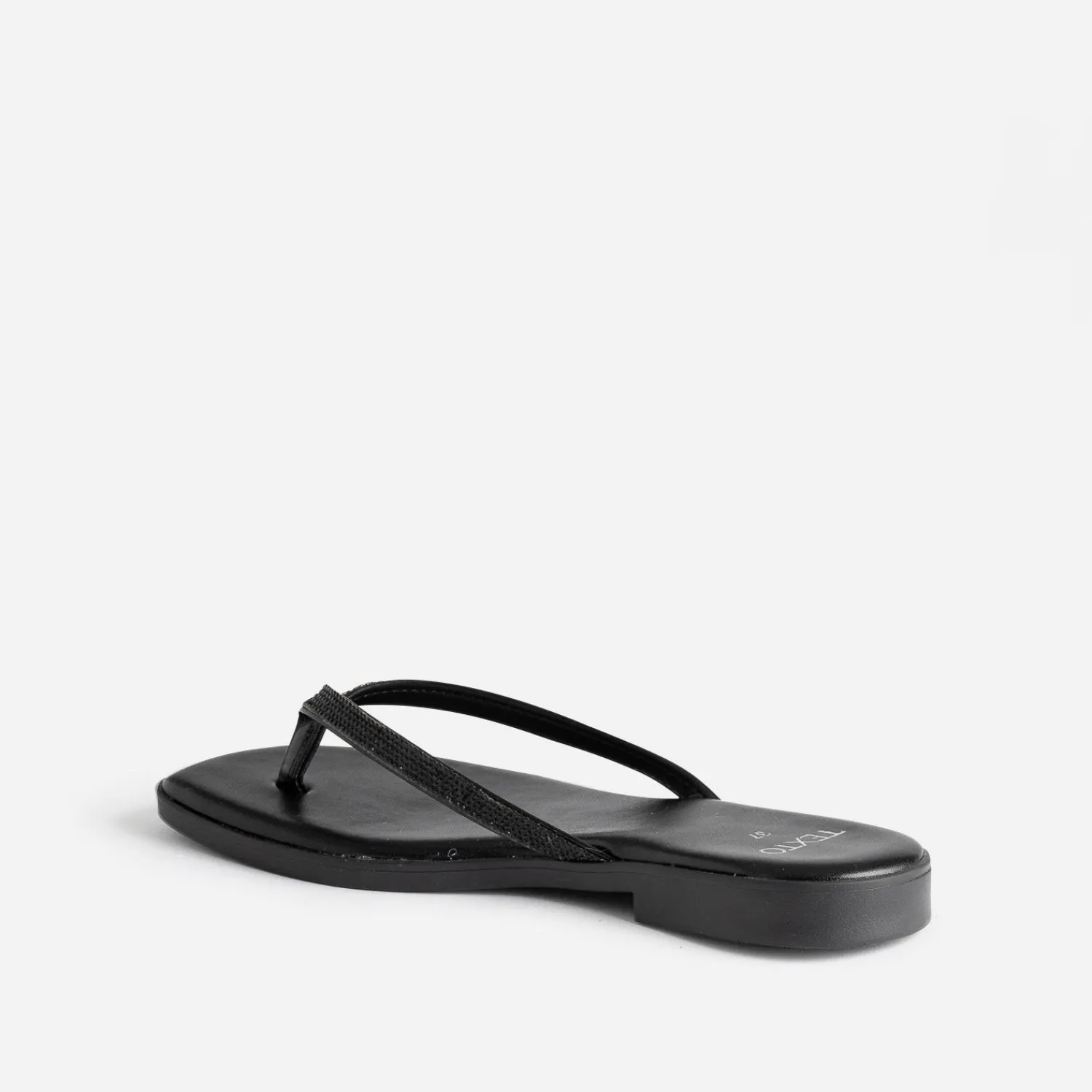 Texto Mules/Tongs^Mule-tong e brides strassées NOIR