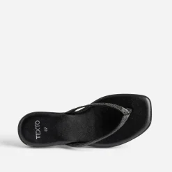 Texto Mules/Tongs^Mule-tong e brides strassées NOIR
