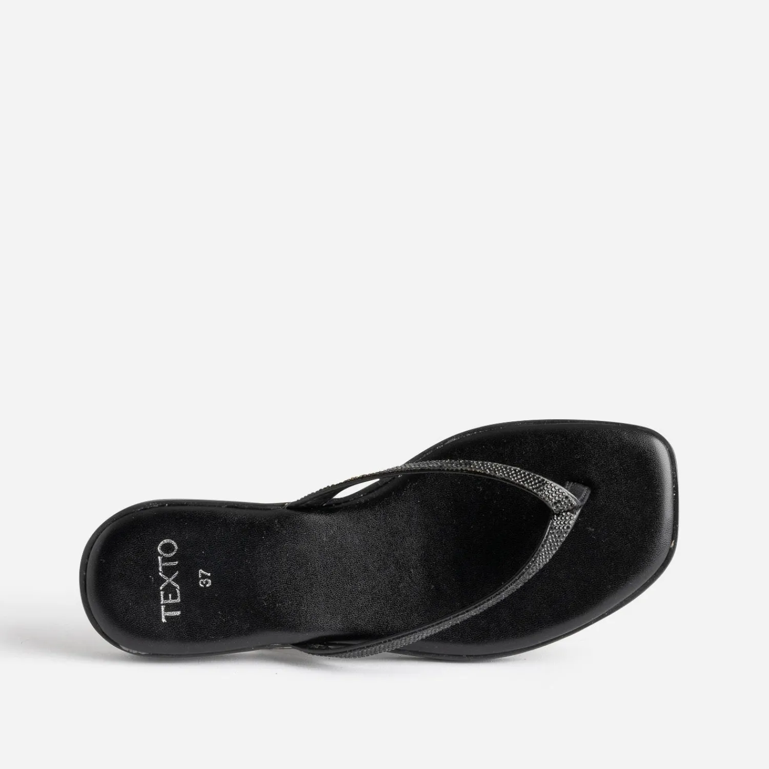Texto Mules/Tongs^Mule-tong e brides strassées NOIR